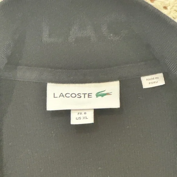 Lacoste Men's Black Zip-Up Sweater High Neck Cotton Sweater Men’s Extra Large - Picture 5 of 7